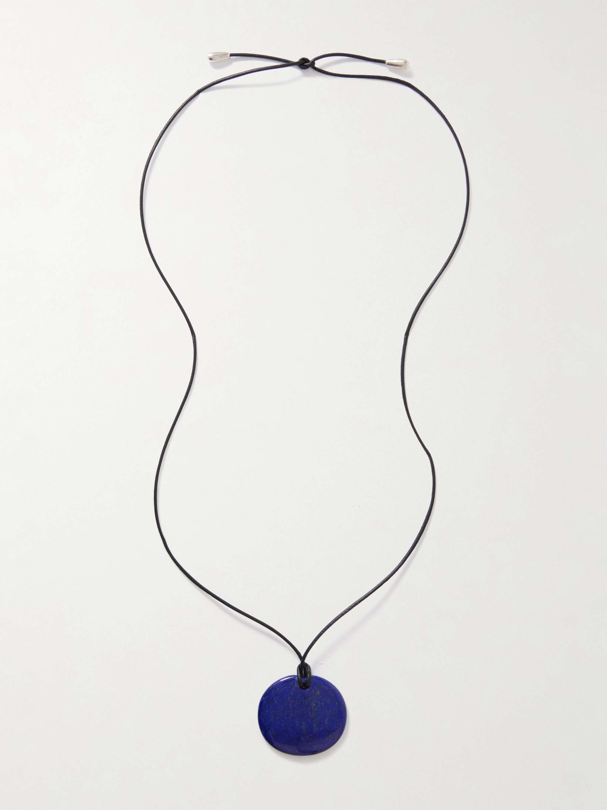 Full Moon Silver, Cord and Lapis Lazuli Necklace