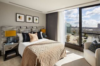 bedroom at the Belvedere Gardens penthouse at Southbank Place in London