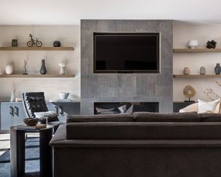 Small living room TV idea within wall decor