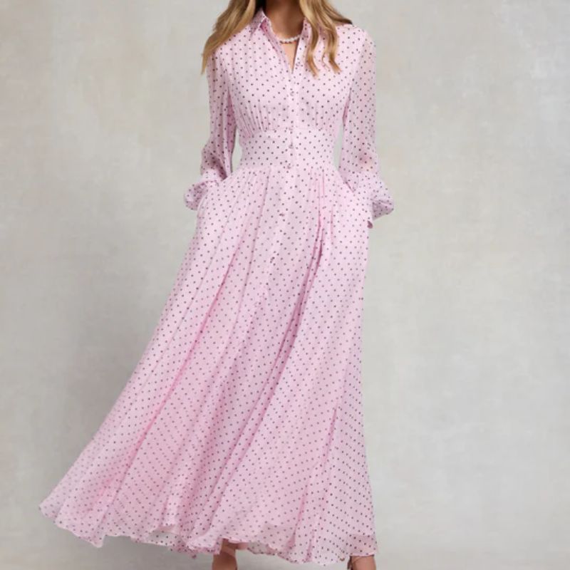 pink polka dot dress