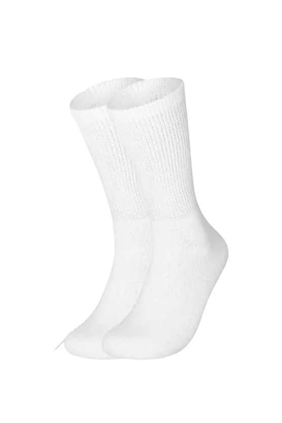 Special Essentials 6 Pairs Cotton Diabetic Socks Crew for Men and Women White (size 10-13)