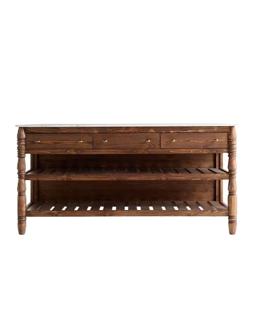 Spindle Marble-Top Kitchen Island
