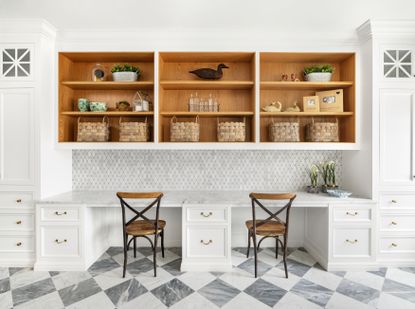 built in laundry room shelving