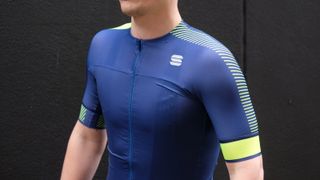 Panel construction of the jersey improves comfort and aerodynamics, claims Sportful