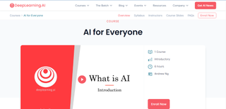 Website screenshot for AI for Everyone by deeplearning.ai