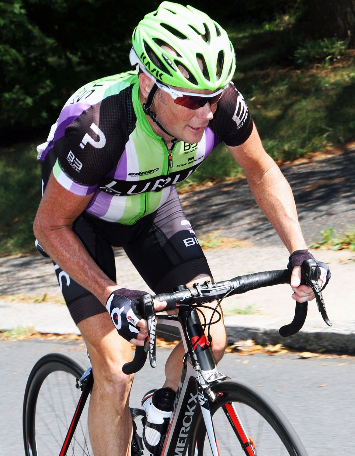 Chris Horner got caught behind the break and was forced to do a bit of chasing