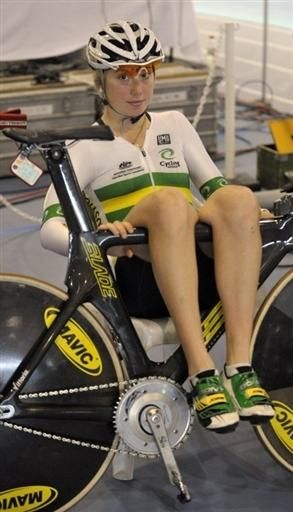 Australian Team member Josephine Tomic relaxes in between efforts.