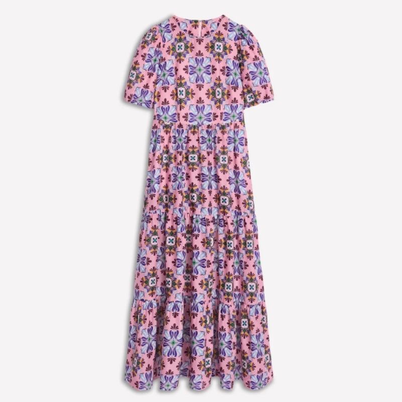Pink tile printed dress