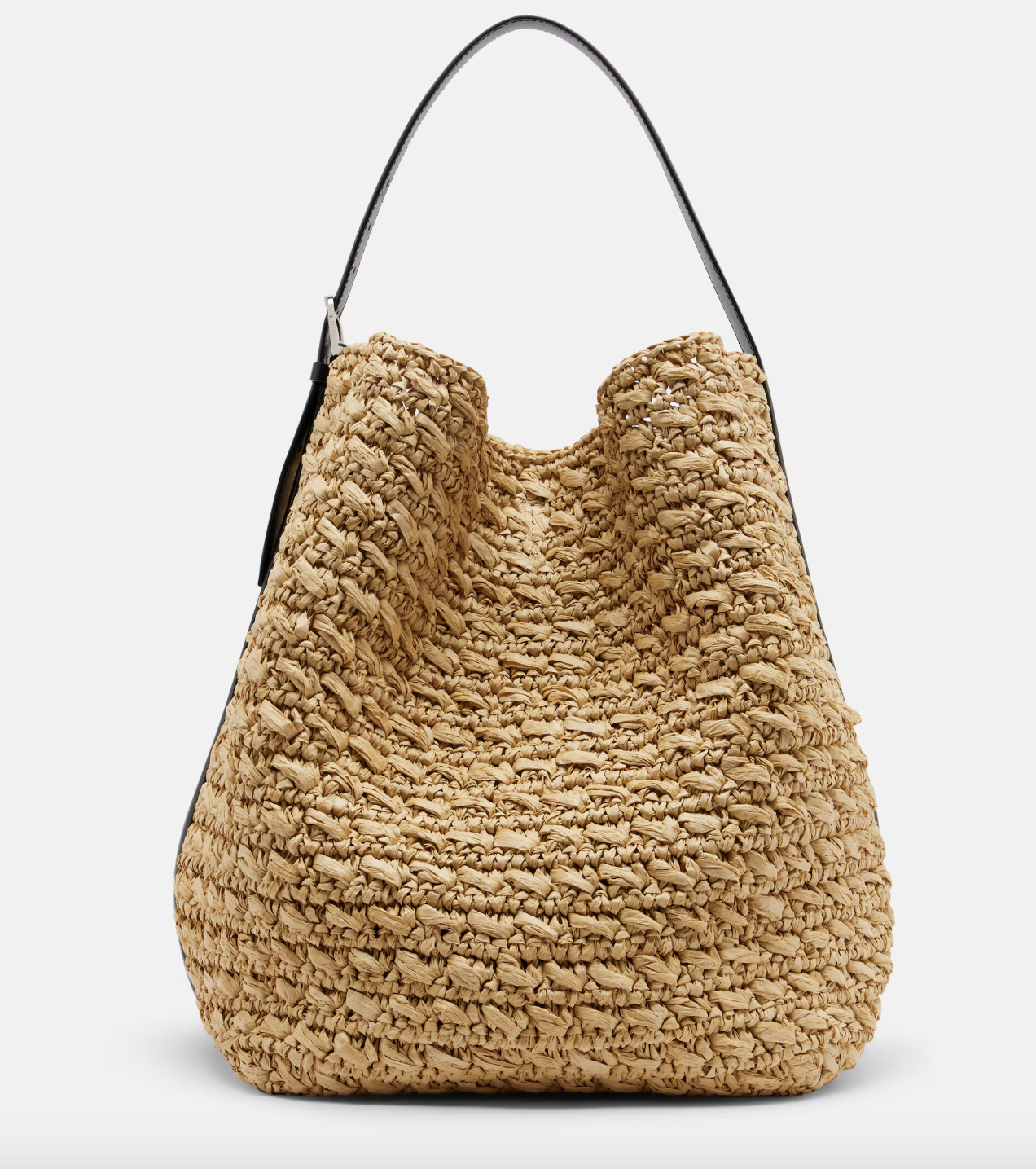 mytheresa, Leather-trimmed raffia and paper bucket bag