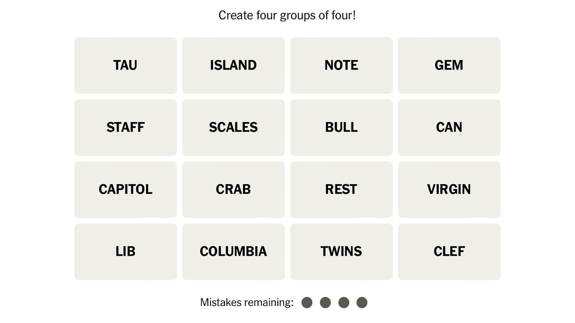 The NYT Connections puzzle for December 6, 2023