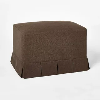 Box Pleat Upholstered Ottoman in Mushroom