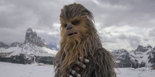 Chewbacca on a snowy mountain in Solo: A Star Wars Story