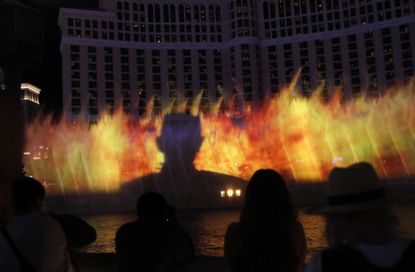 The Night King is projected on the Bellagio fountains.