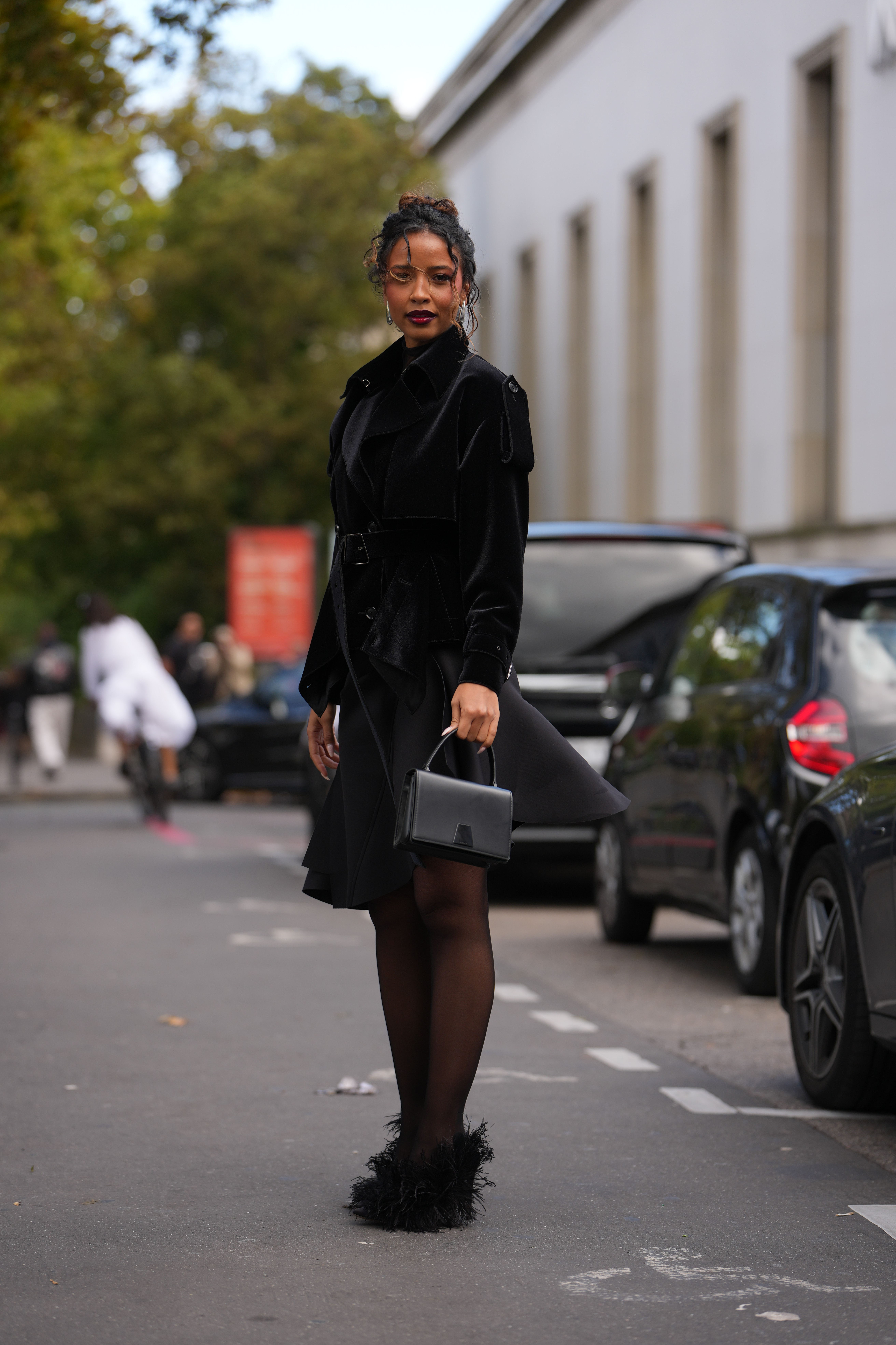 Black stockings street style