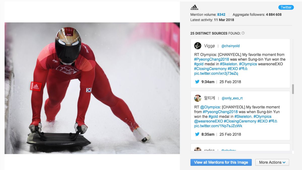 Adidas Twitter post of a winter Olympics athlete