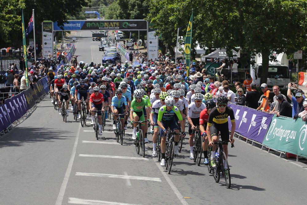 The start of the 127km U23 road race
