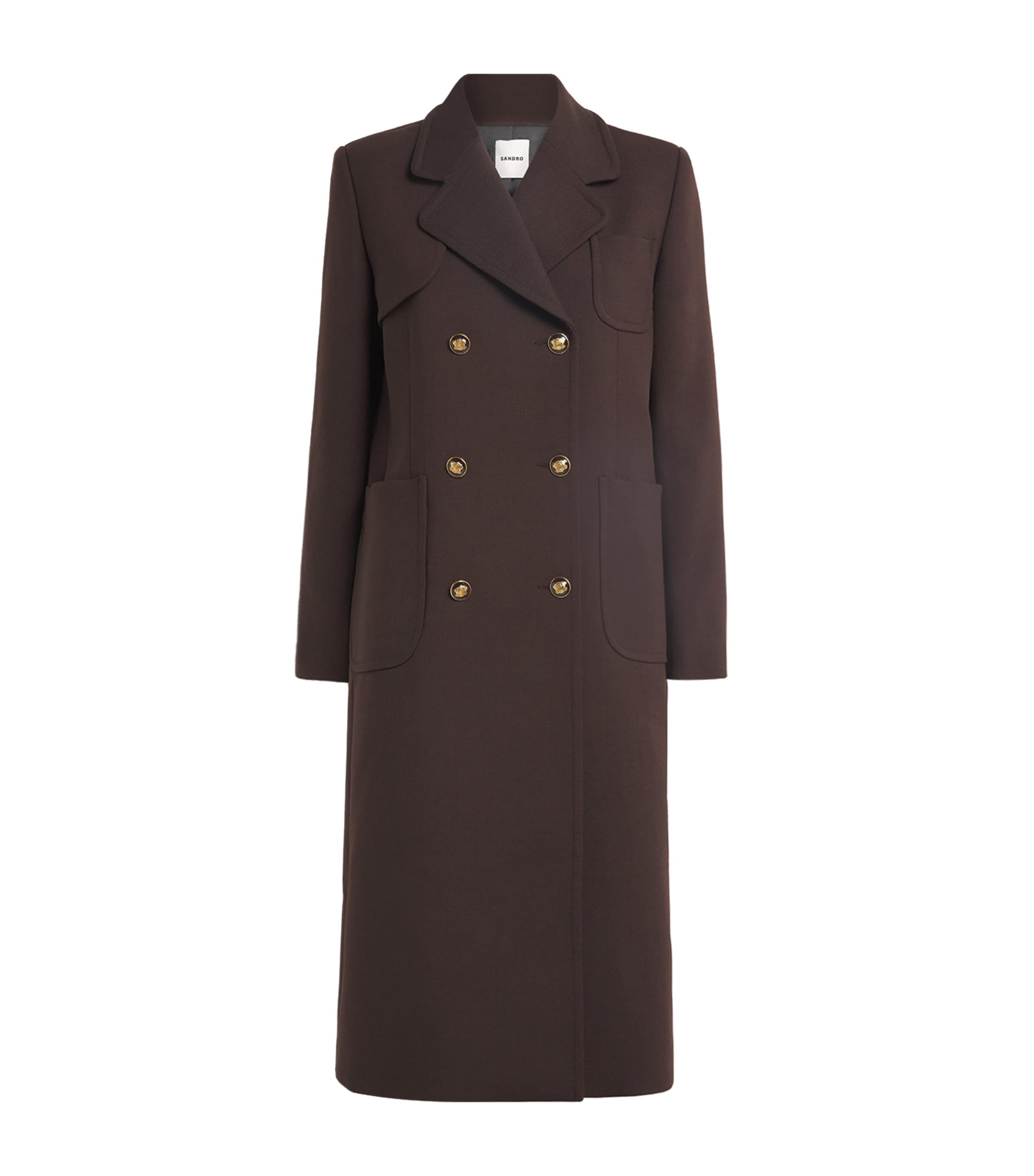Sandro Paris Virgin Wool-Blend Double-Breasted Overcoat