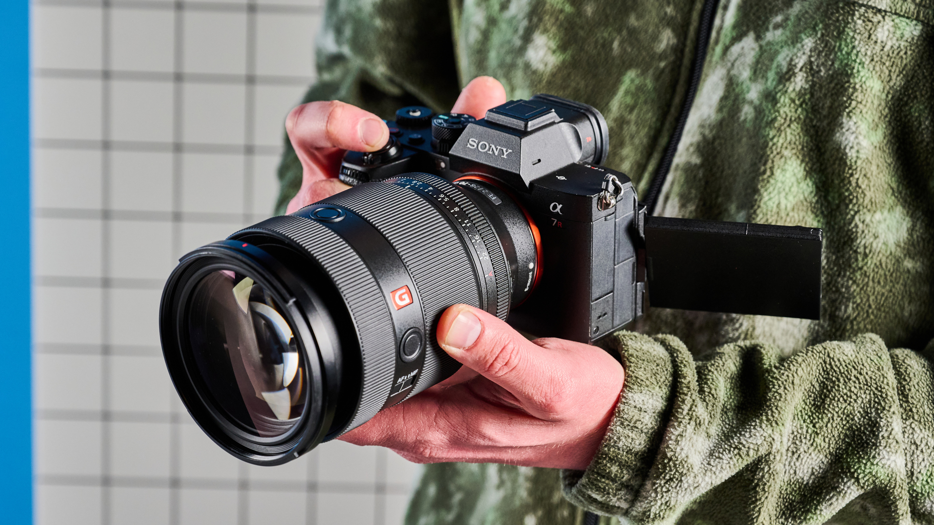 The Sony A7R V in hand