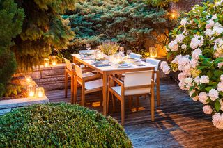Christie Brinkley inspired dining area outdoors
