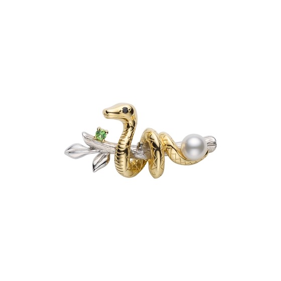 MIKIMOTO, Year of the Snake Akoya Cultured Pearl Brooch