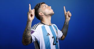 Enzo Fernandez of Argentina poses during the official FIFA World Cup Qatar 2022 portrait session on November 19, 2022 in Doha, Qatar.
