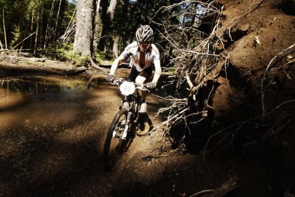 A racer blazes along in stage 3.