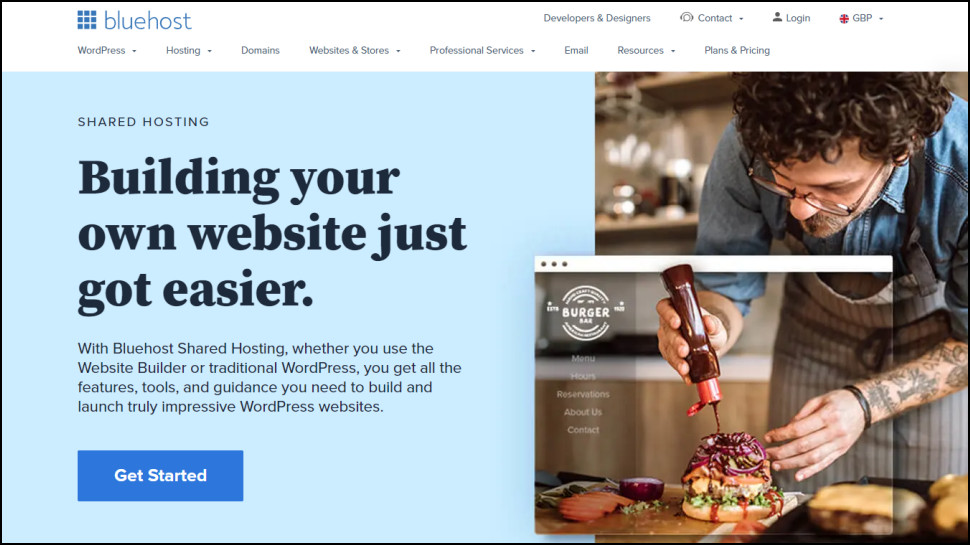 Bluehost shared hosting homepage screenshot