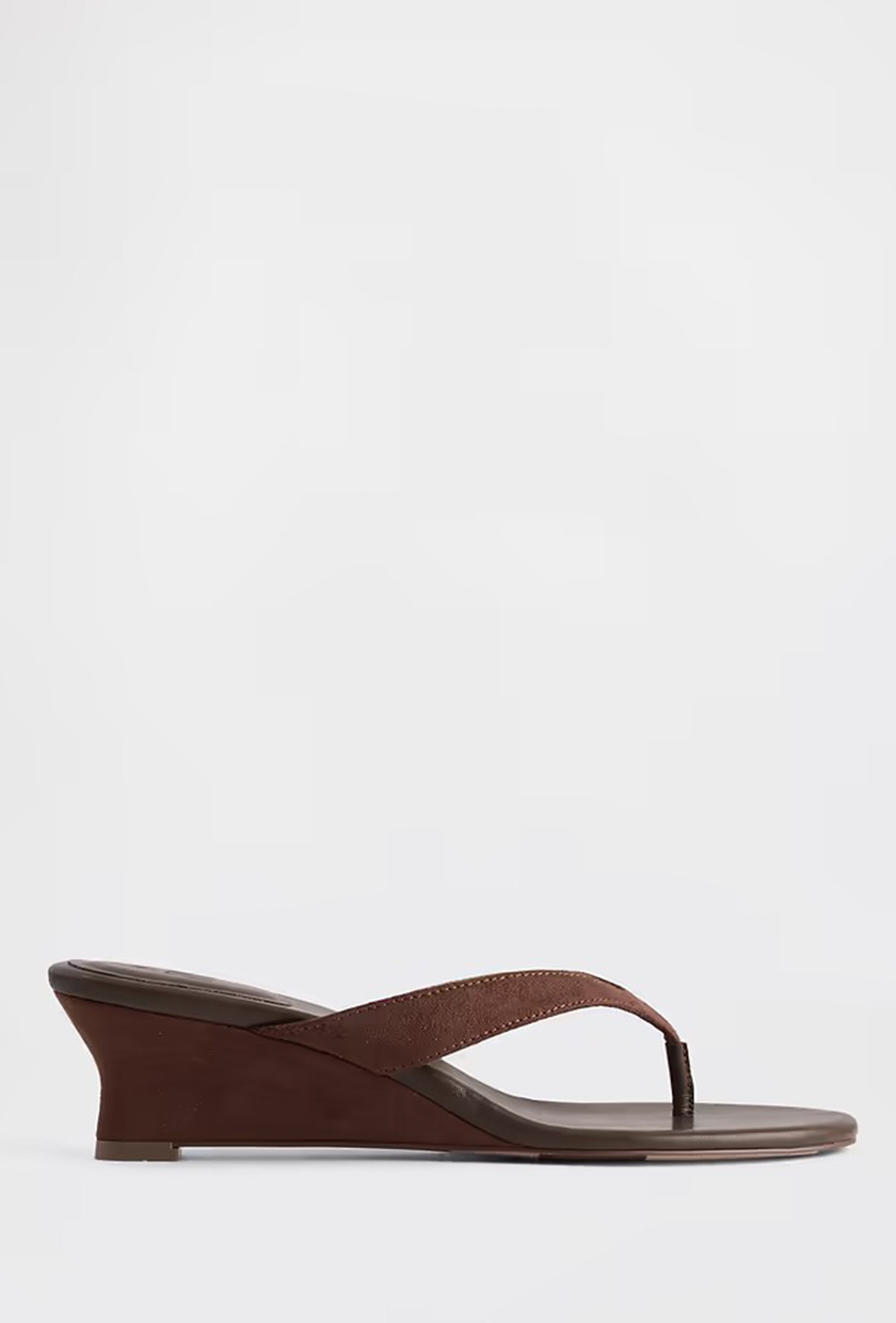 Vegan Leather Wedge Thong Sandals