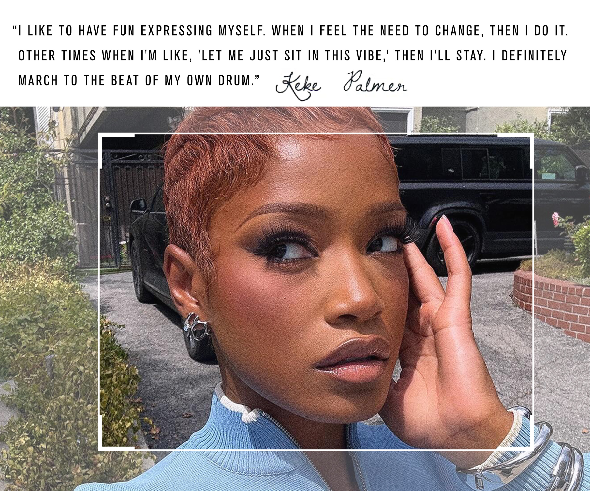 Keke Palmer taking a selfie outside.