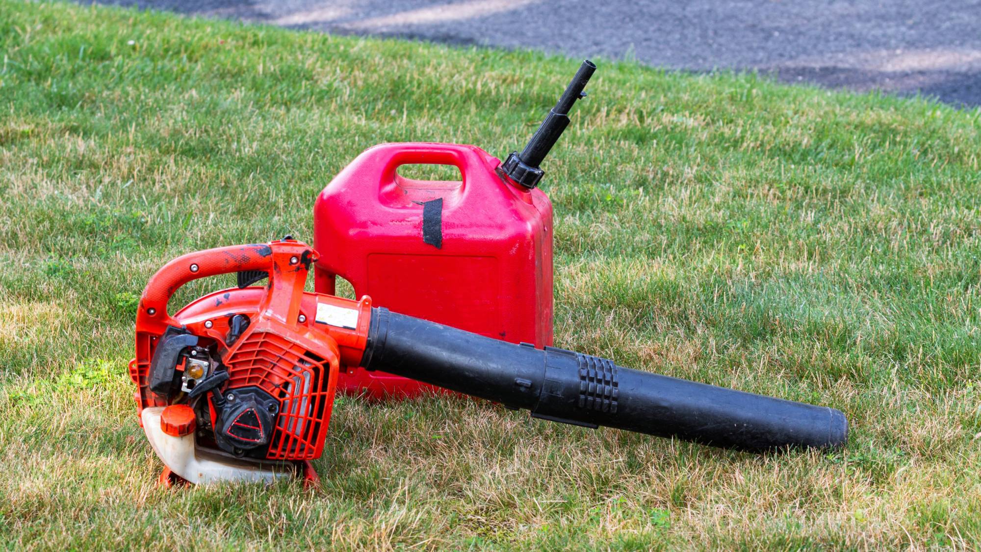 Gas leaf blower and gas can