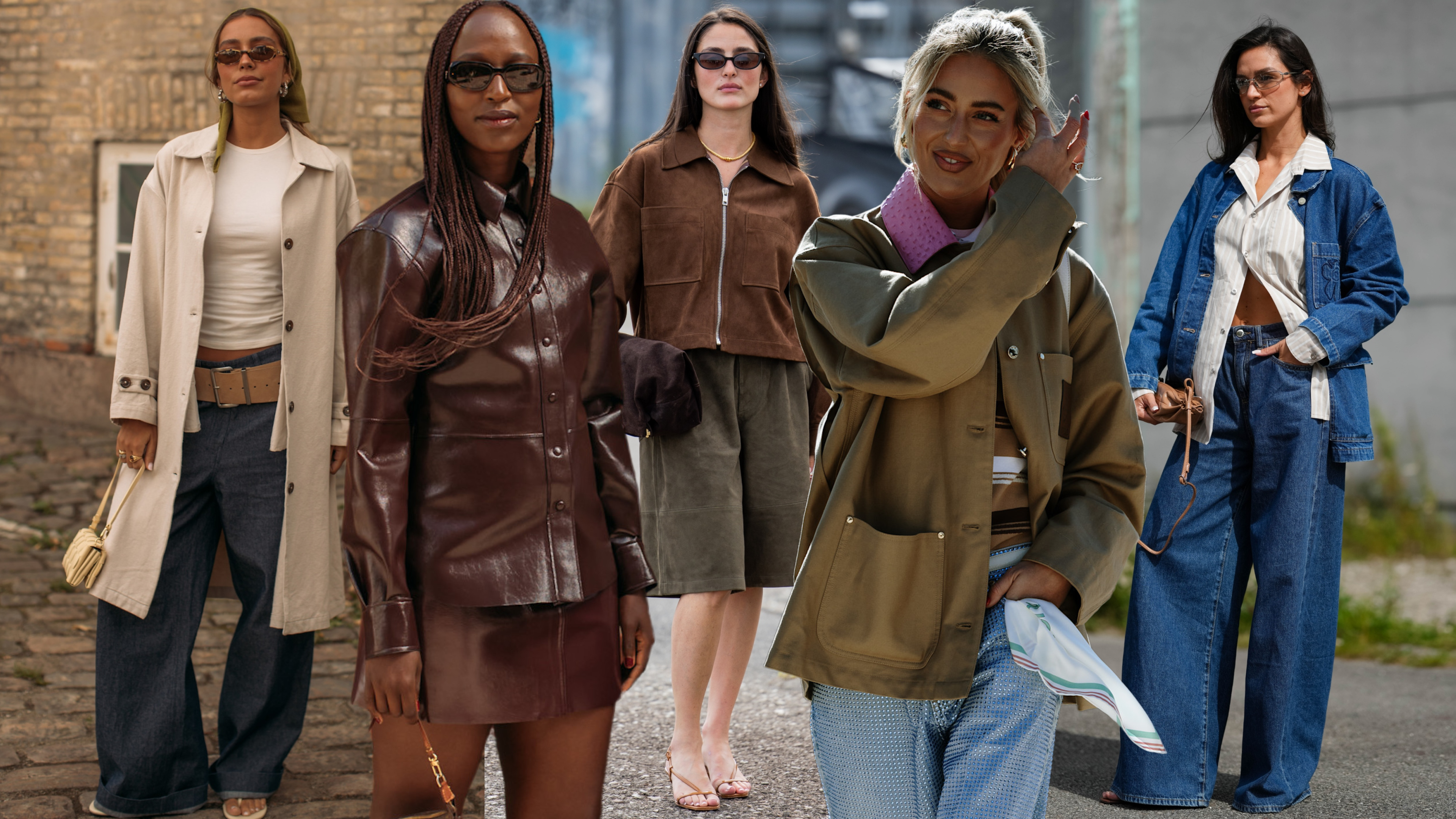 collage of women wearing fall jackets