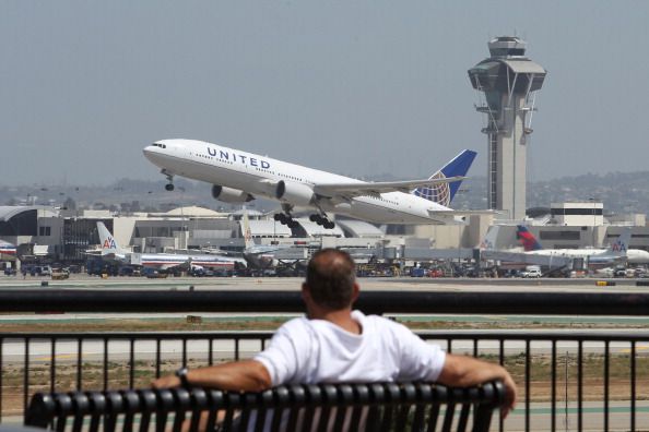 An airplane takes off from LAX.