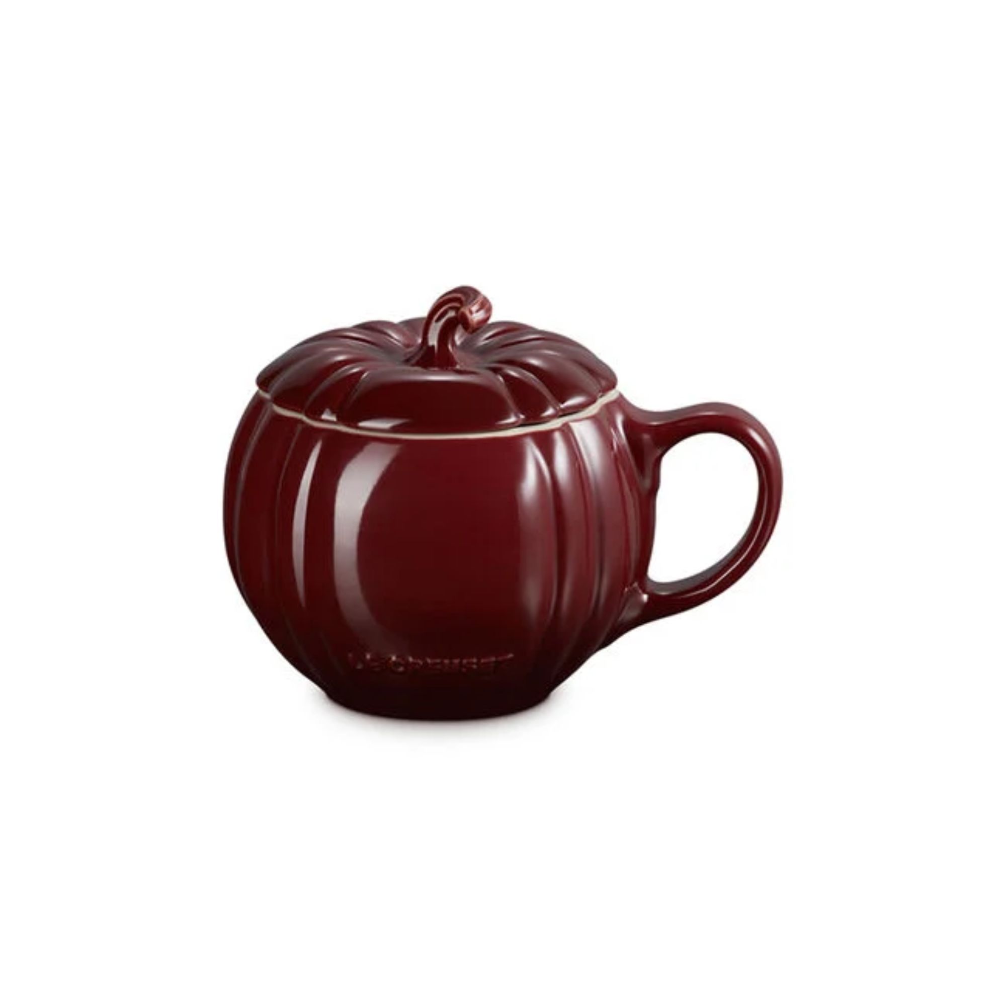 Deep red pumpkin mug with matching lid