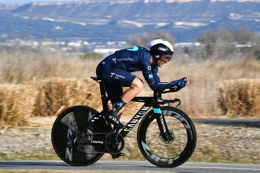 BERRELTANG FRANCE FEBRUARY 10 Gorka Izagirre Insausti of Spain and Movistar Team sprints during the 6th Tour De La Provence 2022 Prologue a 71km Individual Time Trial stage from Berreltang to Berreltang TDLP22 ITT on February 10 2022 in Berreltang France Photo by Luc ClaessenGetty Images