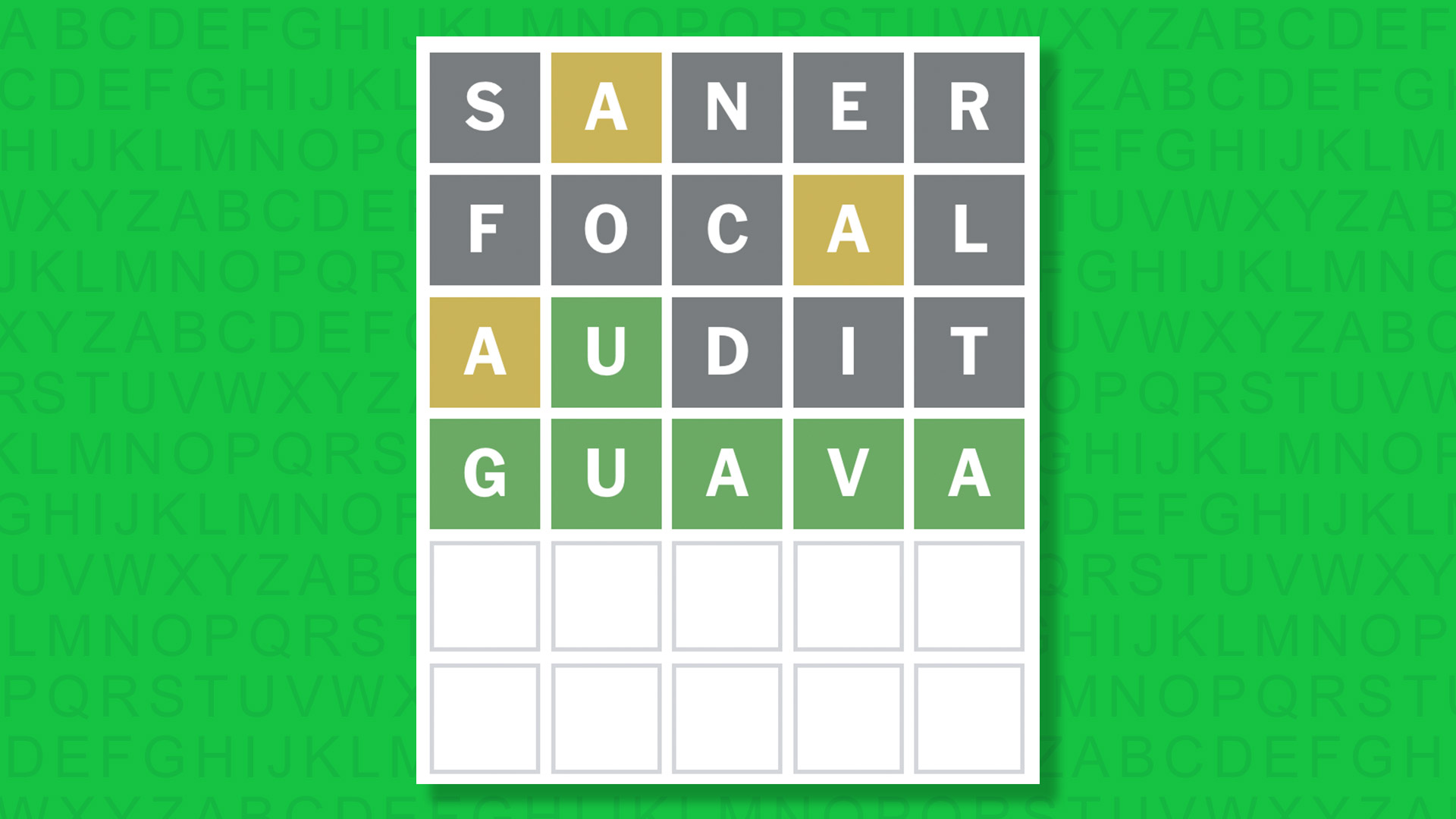 NYT Wordle answer for game 1709 on a green background