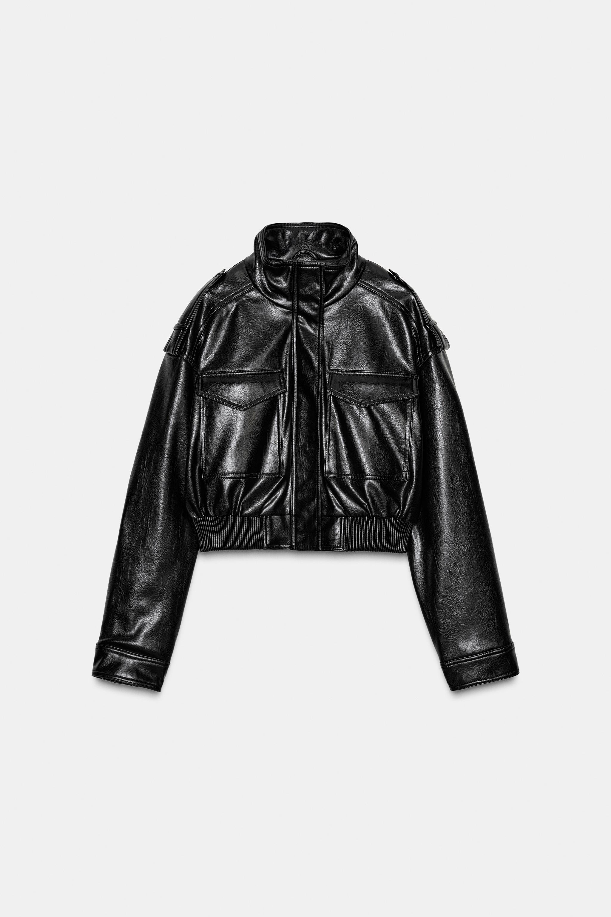 Faux Leather Jacket With Tabs