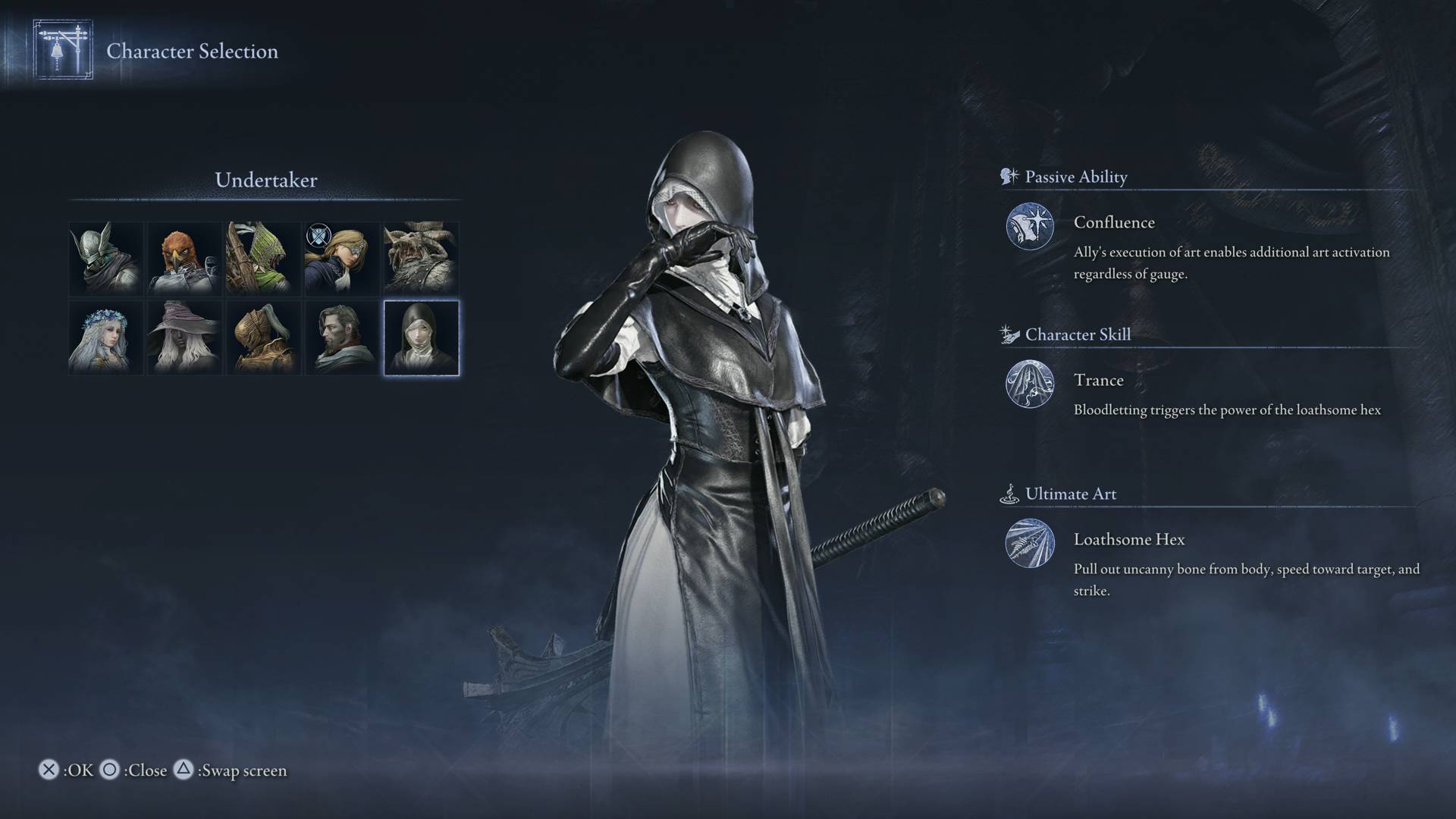 Elden Ring Nightreign character selection menu undertaker
