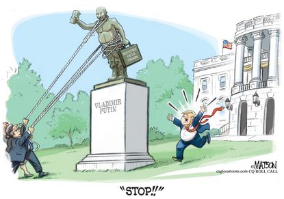 Political Cartoon U.S. Trump Putin Russia bounty&nbsp;