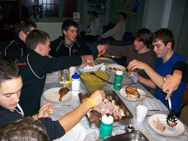 Everyone shared a holiday meal.