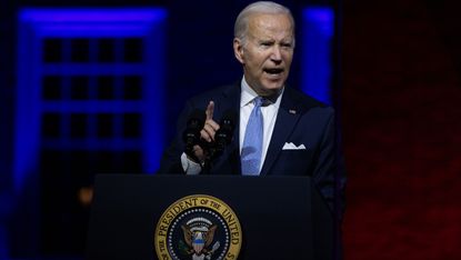 Joe Biden delivering his speech