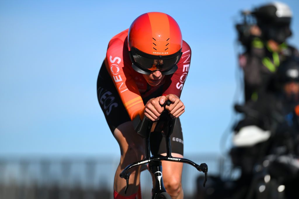OEIRAS PORTUGAL AUGUST 17 Thymen Arensman of The Netherlands and Team INEOS Grenadiers sprints during the 79th La Vuelta Ciclista a Espana 2024 Stage 1 a 12km individual time trial stage from Lisbon to Oeiras UCIWT on August 17 2024 in Oeiras Portugal Photo by Tim de WaeleGetty Images