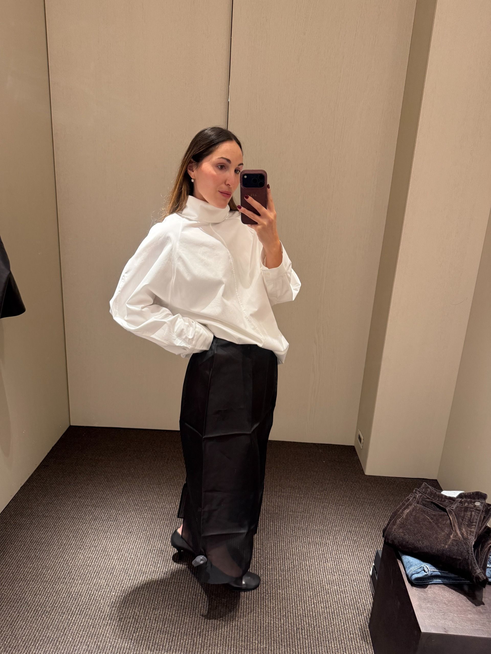 Anna LaPlaca wearing Massimo Dutti clothing at the new NYC flagship store.