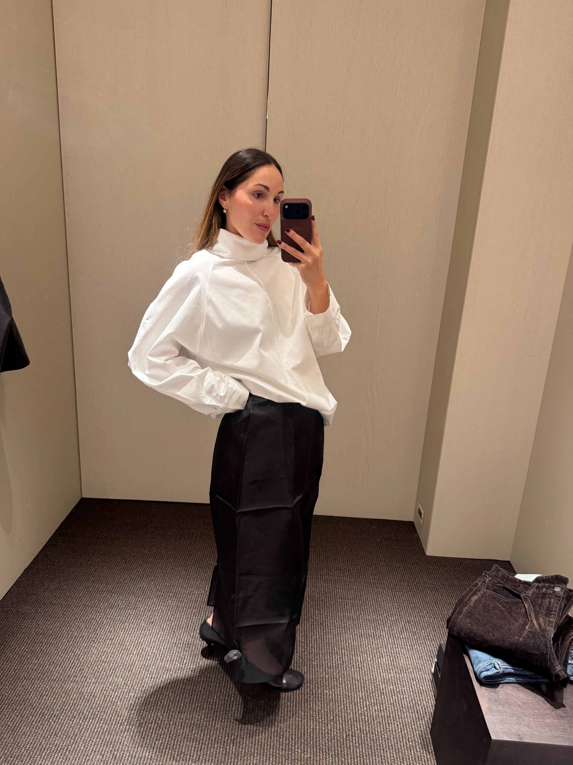 Anna LaPlaca wearing Massimo Dutti clothing at the new NYC flagship store.