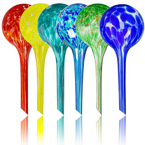 Plant Watering Globes Set of 6 - Small Glass Self Watering Bulbs Up to 5 Days of Irrigation - for Indoor &amp;amp; Outdoor Plants - Multicolor, Automatic, Glass Watering Bulbs for Daily Use, Watering Devices