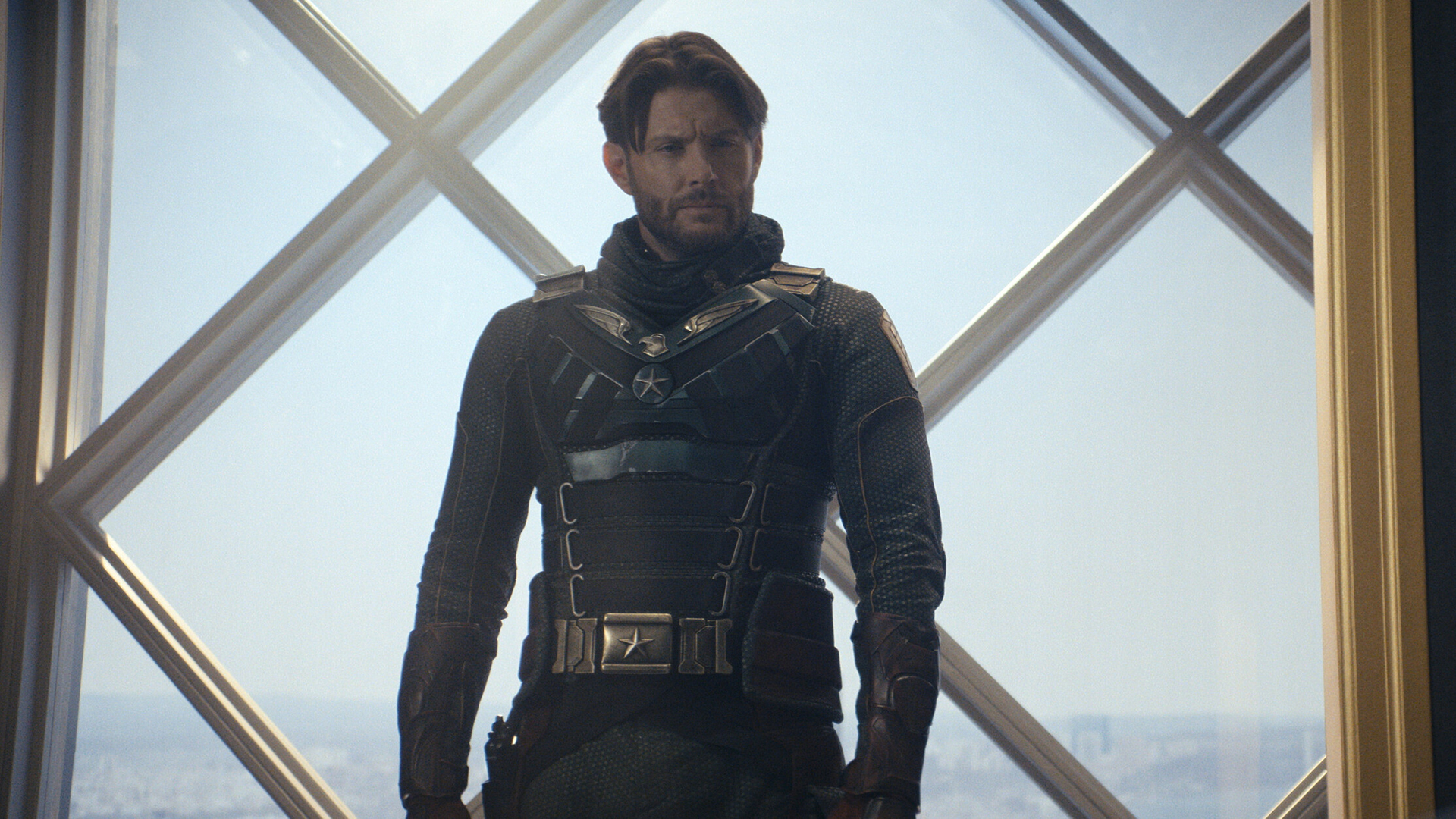 Soldier Boy looking at someone off-camera in The Boys season 5 episode 3