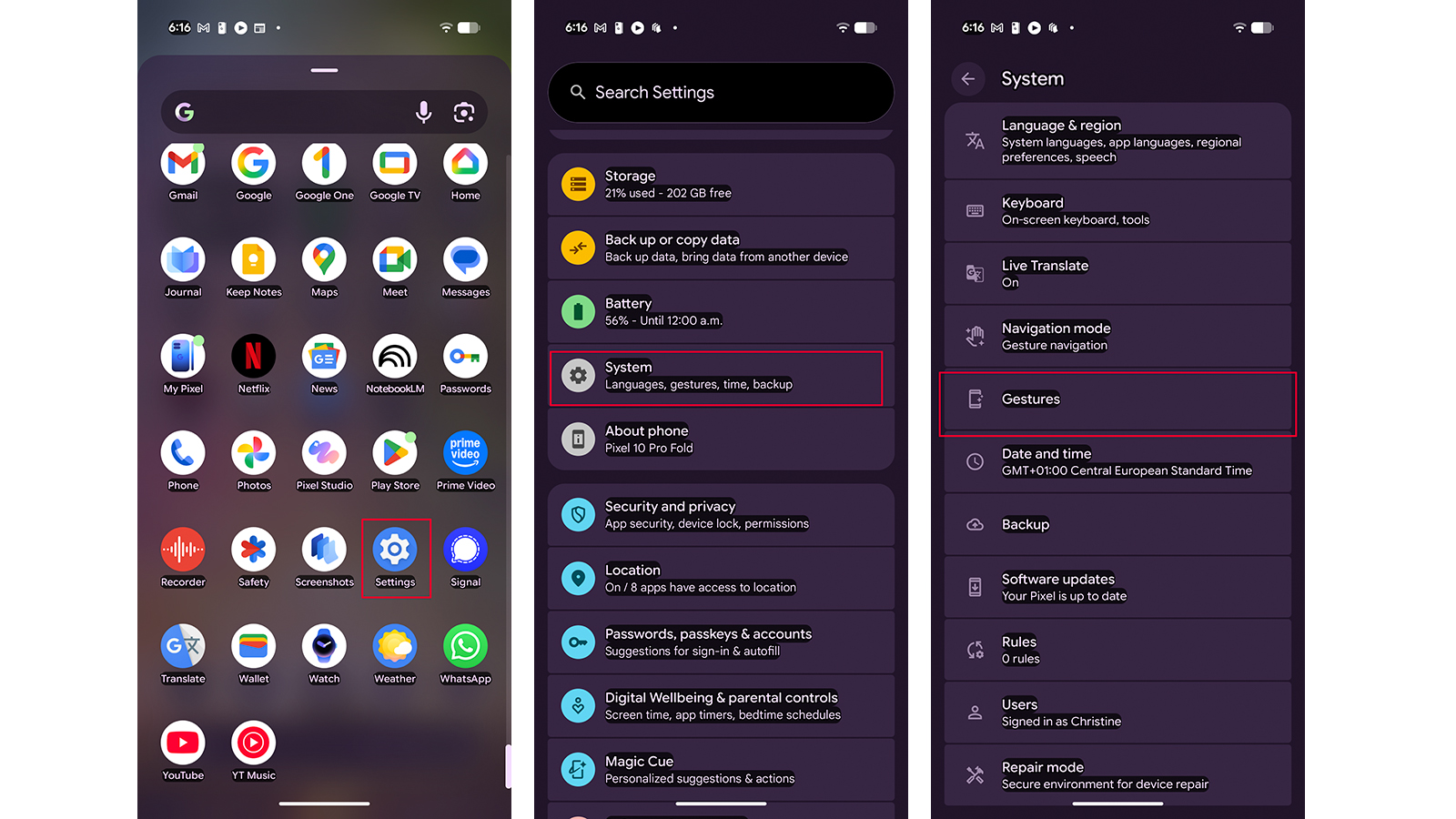 Google Pixel gestures
