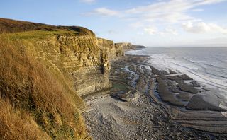 Dunraven beach in South Wales, where human remains were discovered