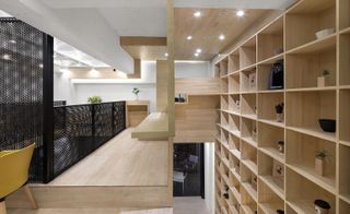 wooden storage shelves