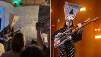 A fake Angine de Poitrine performing in Moscow, and the real band performing at the Nuits Botanique music festival in Brussels on May 28, 2026. 