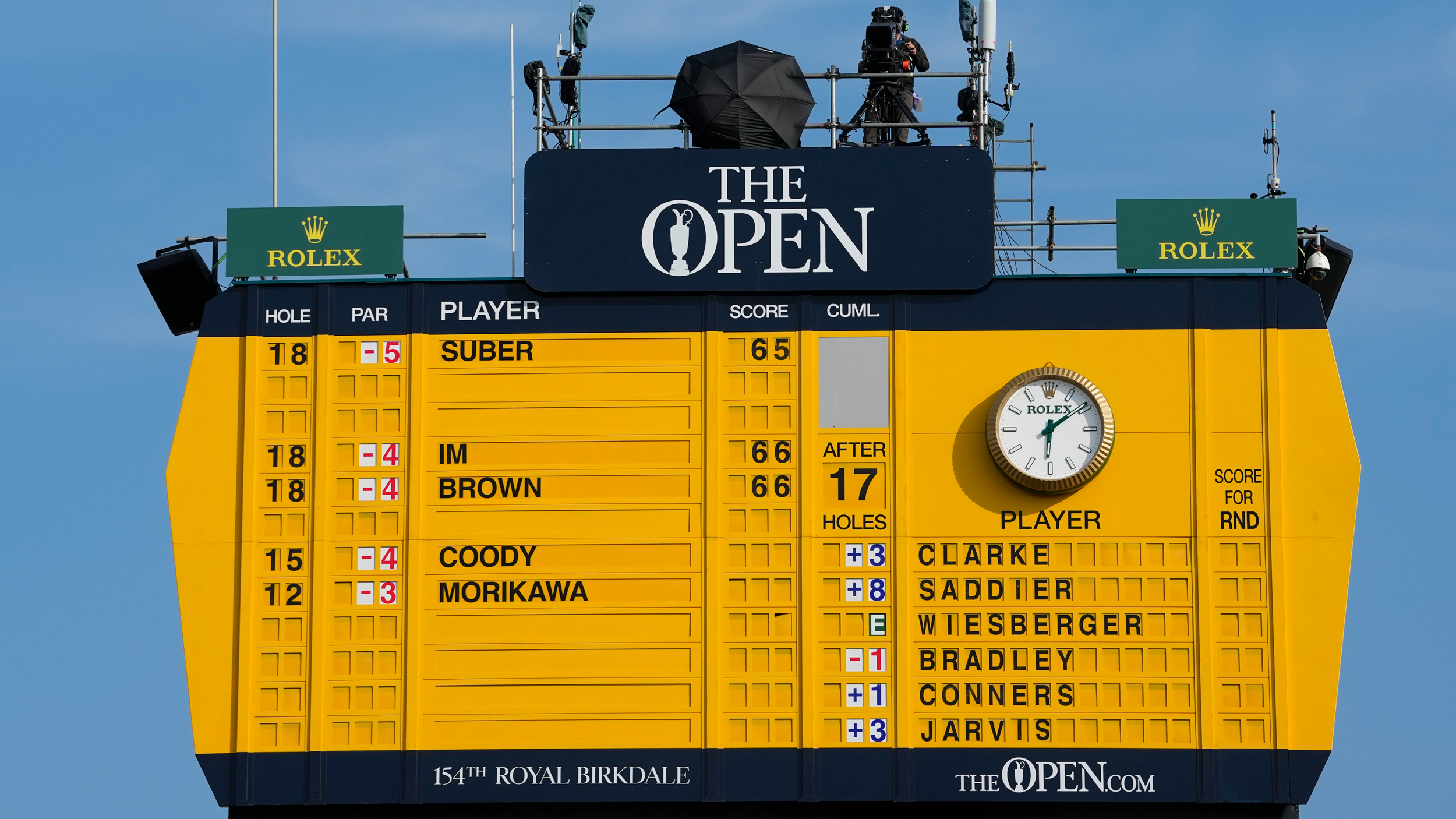 The big yellow leaderboard at The Open